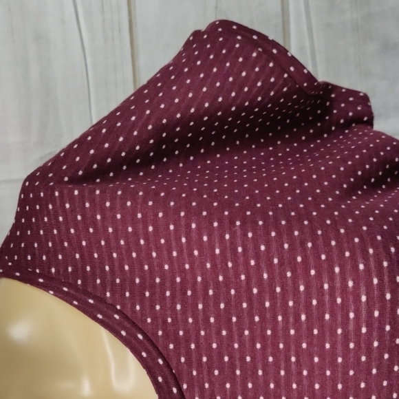 SUZANNE Betro Cap Sleeve Burgundy w/White Polka Dot Dress Size Medium - Picture 3 of 12